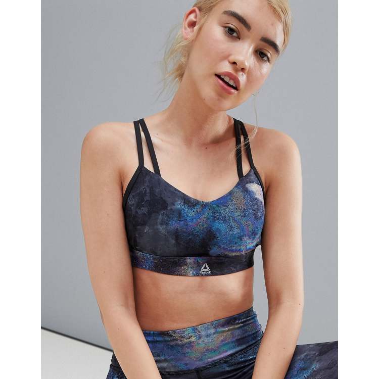 Reebok Oil Slick Printed Hero Strappy Bra