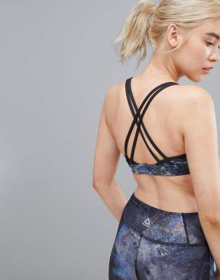 Reebok Oil Slick Printed Hero Strappy Bra