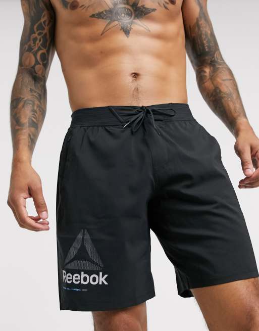 Gør det godt Observation kirurg Reebok OST epic light weight graphic shorts in black | ASOS