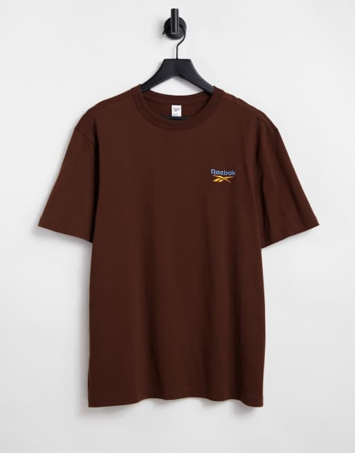 Reebok velour t-shirt with central logo in maroon exclusive to asos