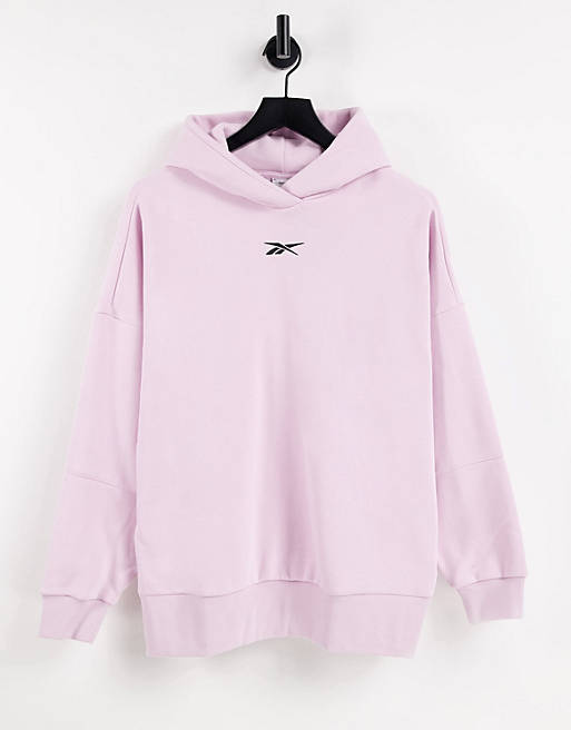 Reebok oversized logo hoodie in pastel pink