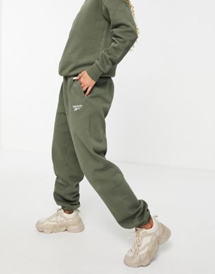 Reebok oversized logo joggers in olive green exclusive to ASOS