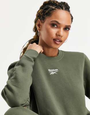 Reebok oversized logo sweatshirt in olive green exclusive to ASOS