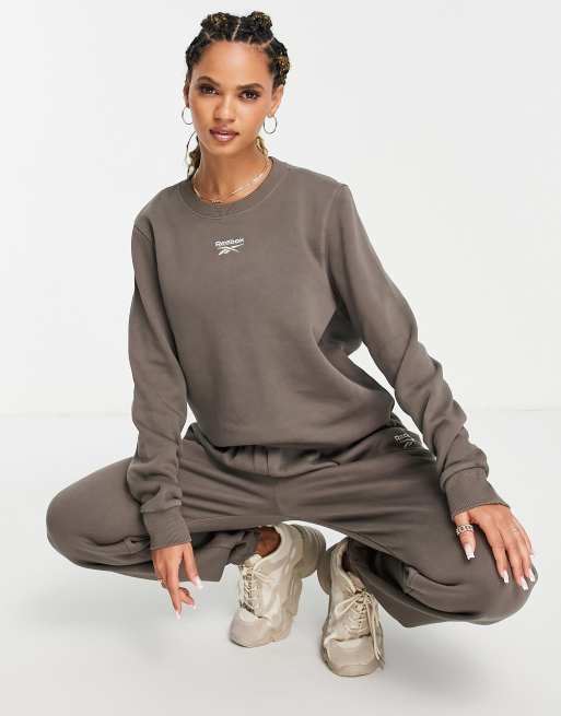 Reebok oversized logo sweatshirt in taupe brown exclusive to ASOS