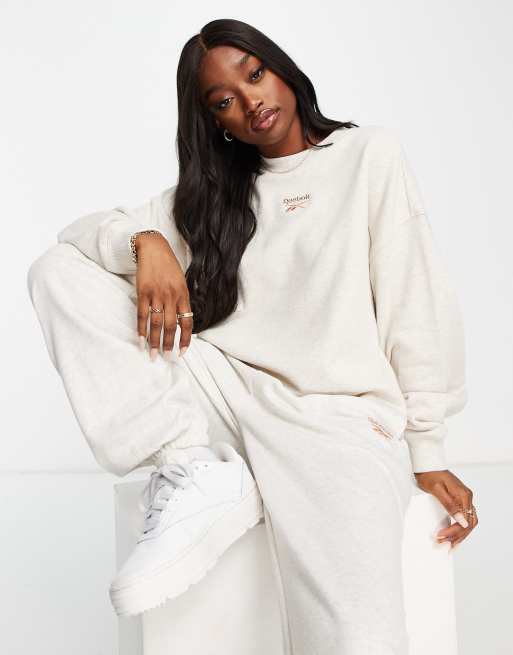 violin Mesterskab Barn Reebok oversized sweatshirt in off white marl | ASOS