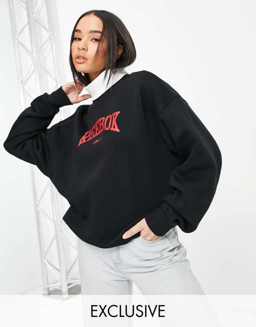 Reebok velour hoodie in black exclusive to asos