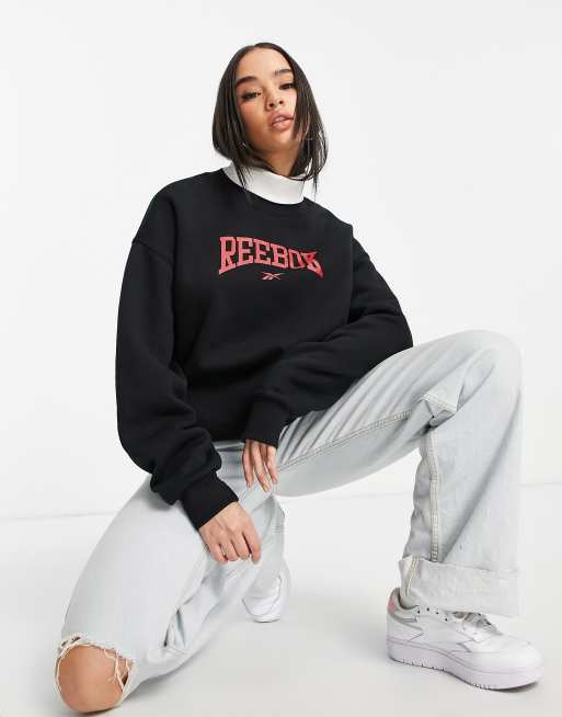 Reebok velour hoodie in black exclusive to asos