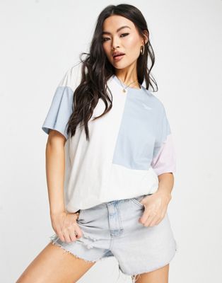 Reebok pastel colourblock t-shirt in multi