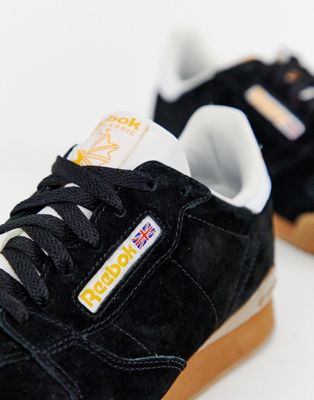 reebok phase 1 trainers black with gum sole