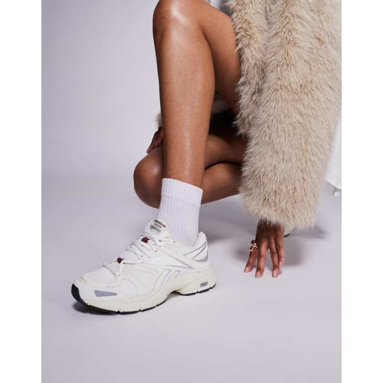 Reebok Premier Road Plus VI sneakers in white and burgundy