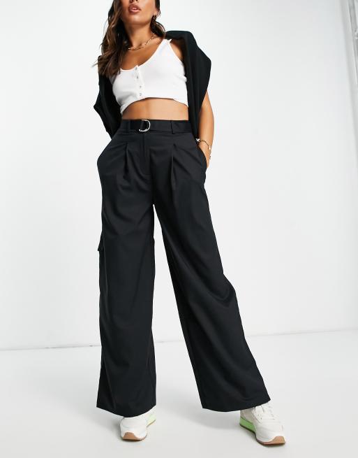 Reebok premium wide leg trousers in black