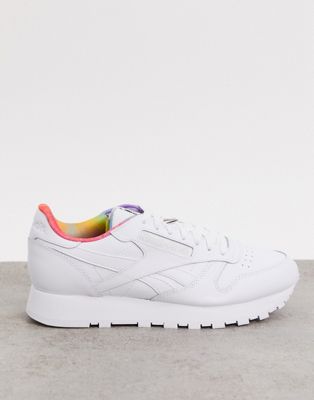 Reebok Pride Classic Leather trainers in white | ASOS