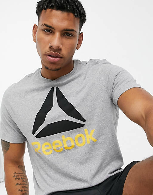 Extreme armoede vrachtauto walvis Reebok QQR- Reebok stacked t-shirt in gray and black | ASOS