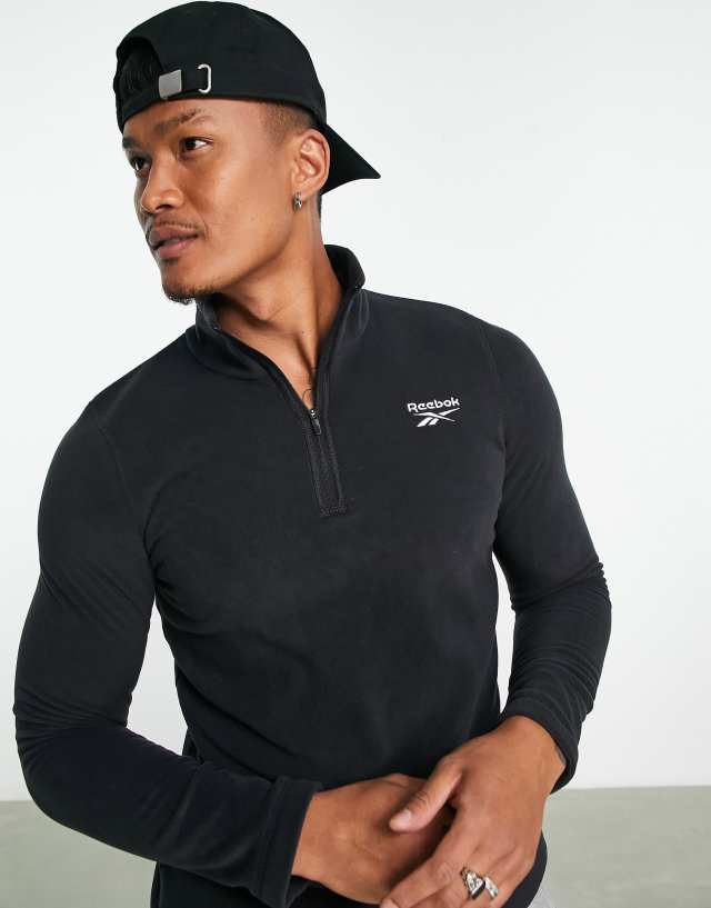 Reebok quarter zip fleece in black