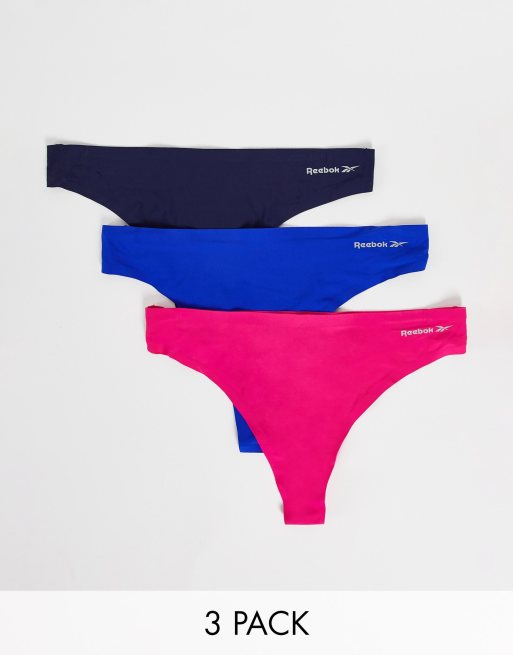 Reebok Womens 3 Pack Rae Thong Briefs Underwear Soft Fabric