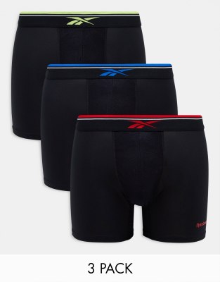 Reebok Raeside 3 pack sports trunks in black multi | ASOS