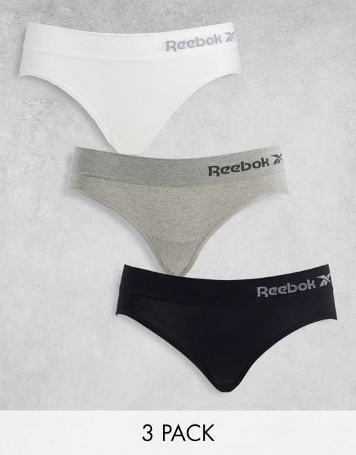 Reebok - Raina - Pakke med 3 par sømløse trusser i sort og hvid og gråmelering