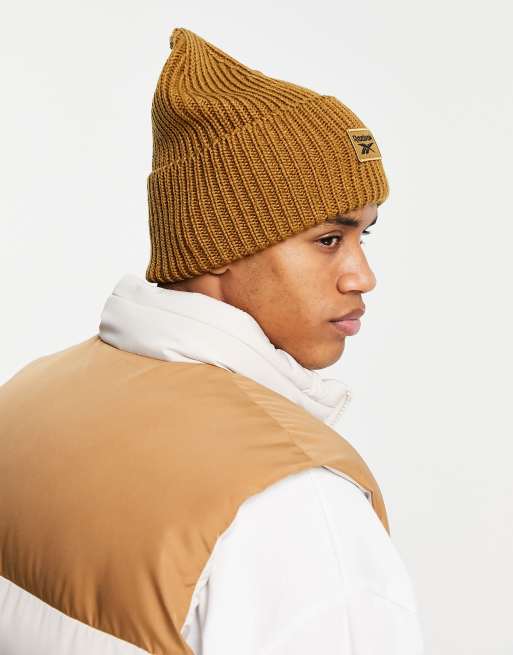Reebok ribbed beanie in sepia, 2 of 4