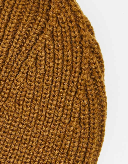 Reebok ribbed logo beanie in mustard brown | ASOS