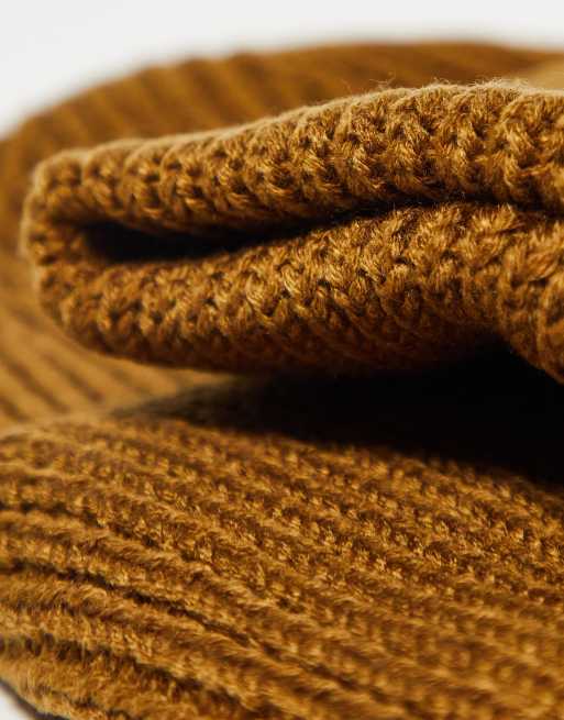 Reebok ribbed logo beanie in mustard brown | ASOS
