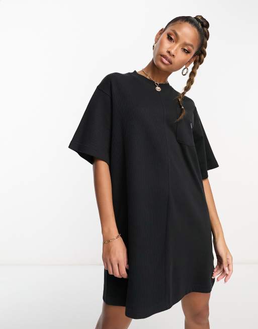 reebok t shirt dress Reebok ribbed T-Shirt dress in black - BLACK