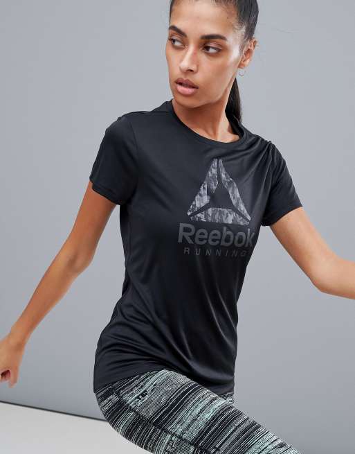 Reebok Running Logo Tee In Black