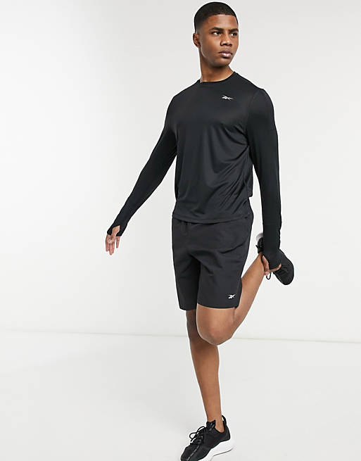 Men Reebok Running long sleeve t-shirt in black 