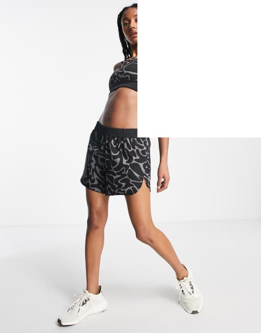 Reebok Running marbled print high-support sports bra in black | ASOS