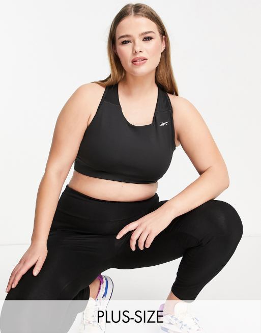 Reebok Running Plus Essentials high support bra in black | ASOS