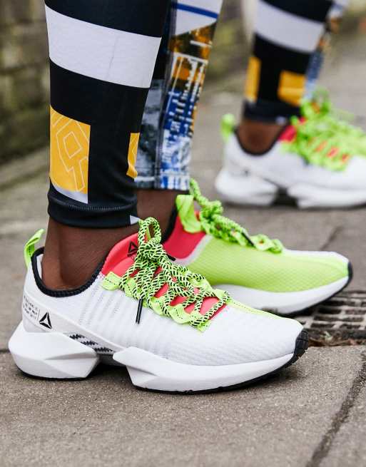 Reebok Running sole fury trainers in white and green