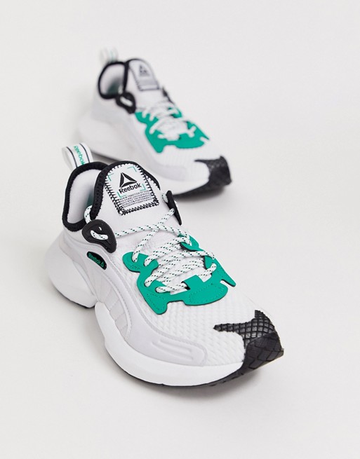 Reebok Running sole fury trainers in white and green