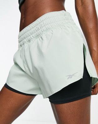 Reebok Running workout 2 in 1 shorts in mint green - ASOS Price Checker