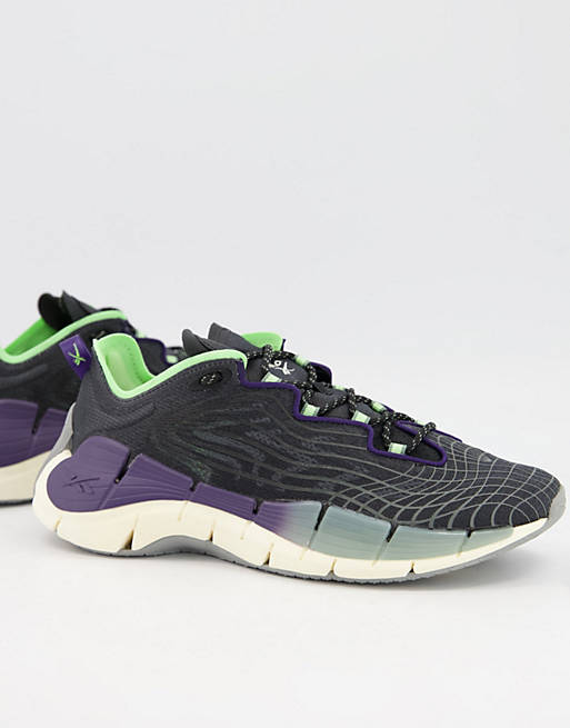 Reebok Running Zig Kinetica II sneakers in black and purple | ASOS