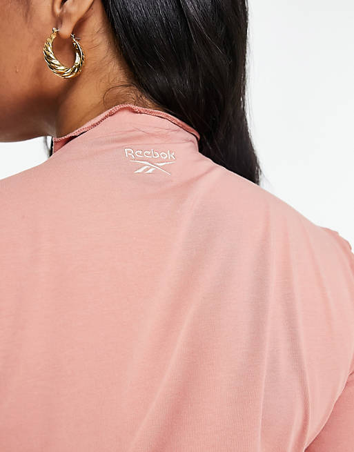 Women Reebok seam detail long sleeve crop top in pink 