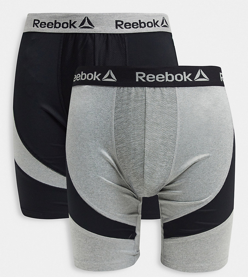 Reebok - Set van 2 lange sport-boxershorts in zwart en grijs-Multikleur