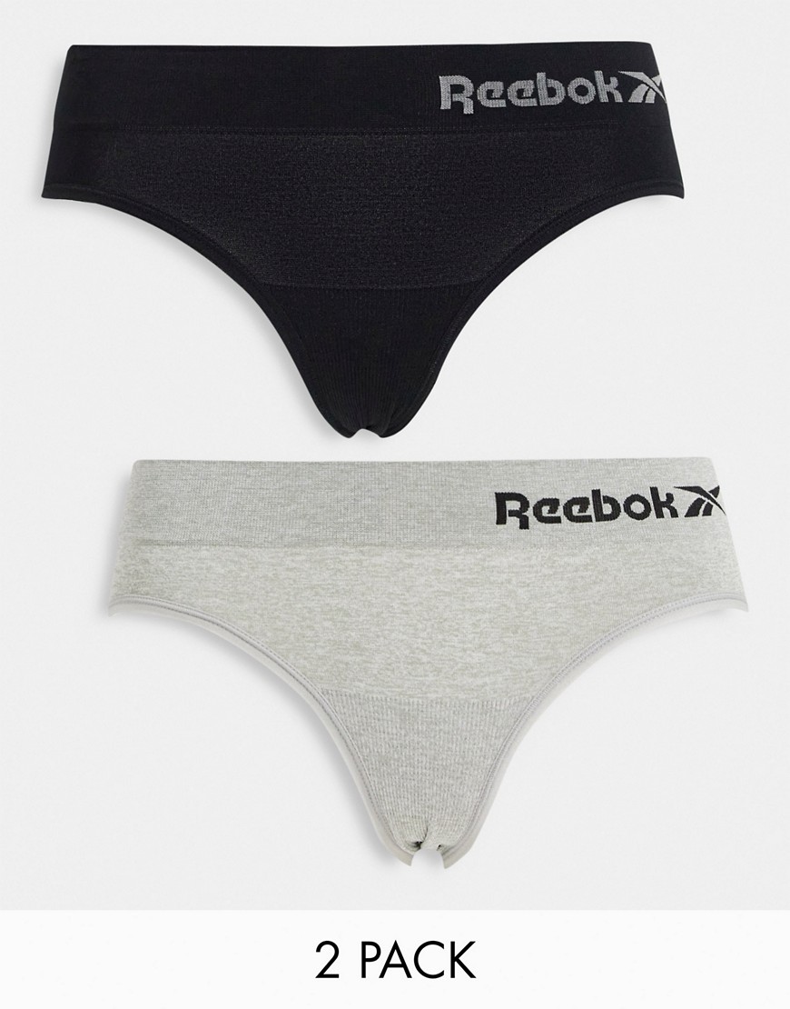 Reebok - Set van 2 naadloze onderbroeken in zwart en grijs