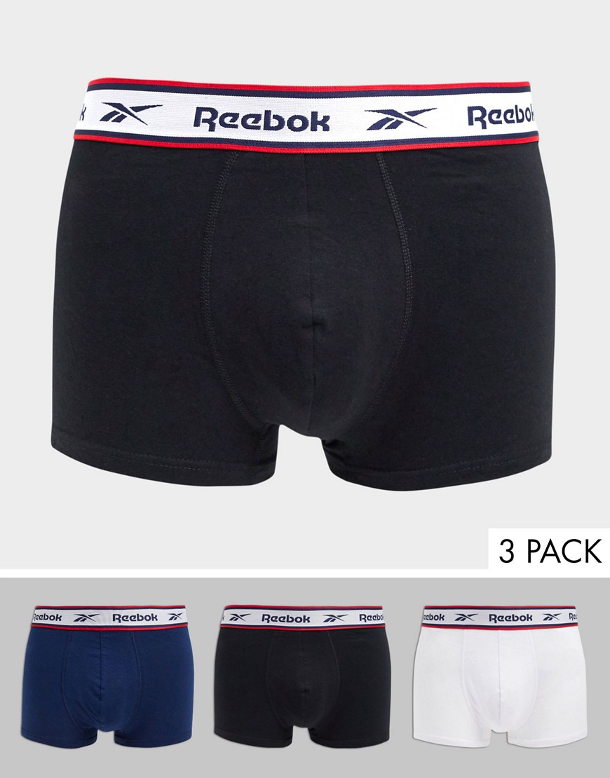 Reebok - Set van 3 boxershorts in zwart, wit en marineblauw-Multi