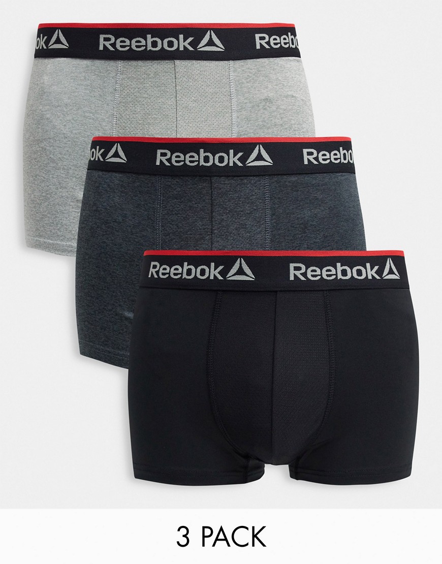 Reebok - Set van 3 sport-boxershorts in zwart en grijs-Verschillende kleuren