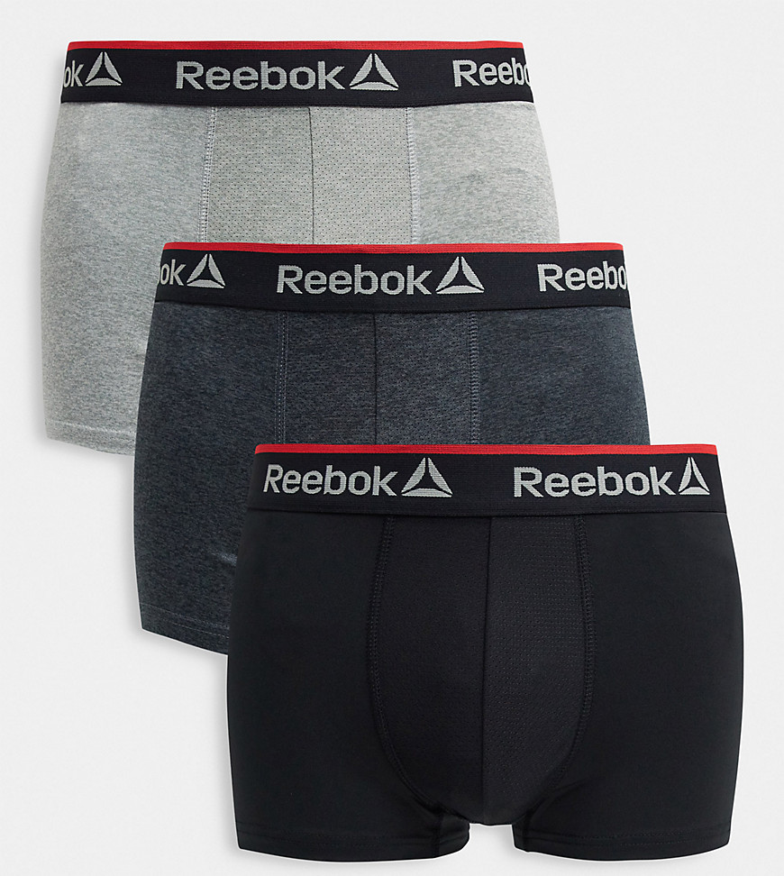Reebok - Set van 3 sport-boxershorts in zwart en grijs-Multikleur