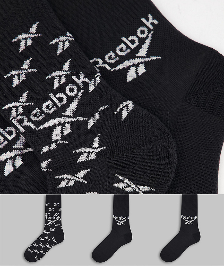 Reebok - Set van 3 sportsokken met logo in zwart