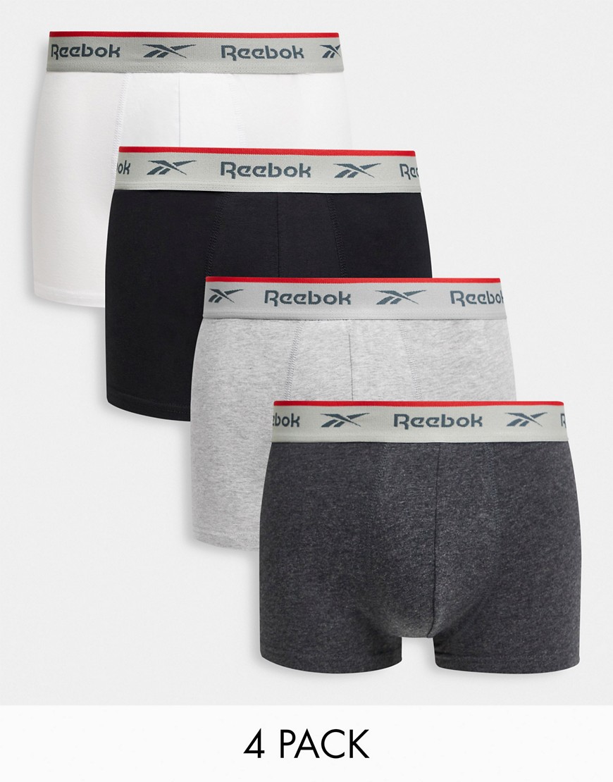 Reebok - Set van 4 boxershorts in zwart, wit en grijs-Verschillende kleuren