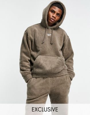 Reebok sherpa hoodie in taupe brown - exclusive to ASOS - ASOS Price Checker