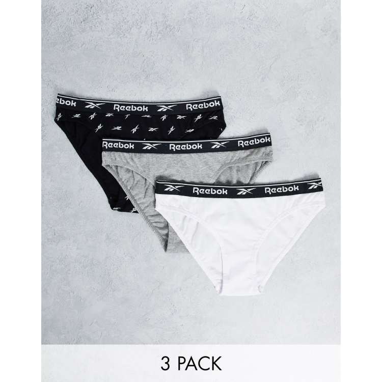 Reebok isla 3 pack tanga briefs in abstract grey black mix