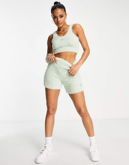 Reebok Short legging duveteux confortable Vert sauge ASOS