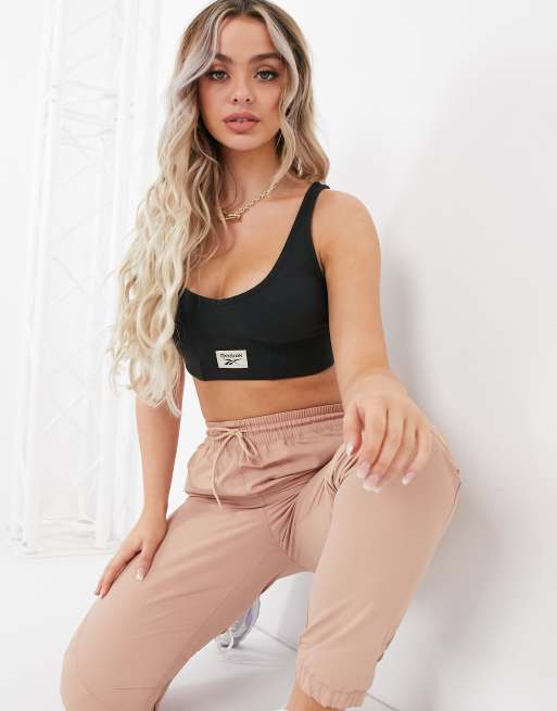 Reebok small logo fleece bralette in black, 3 of 4