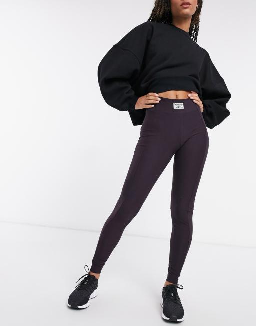 Reebok small logo fleece leggings in purple