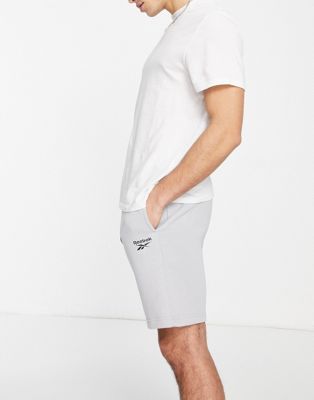 Reebok small logo jersey shorts in grey
