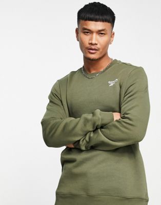 Reebok small logo sweatshirt in khaki - ASOS Price Checker