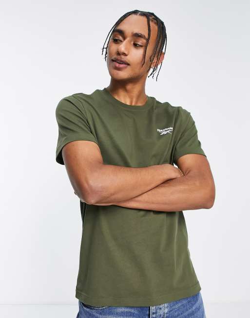 Reebok small logo t shirt in khaki