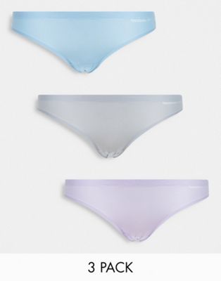 Reebok suki 3 pack bonded briefs in grey lilac and blue
